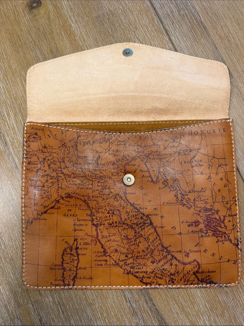 Patricia Nash Map-Print Envelope Clutch - Tan